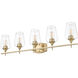 Joliet 5 Light 38.25 inch Burnished Brass Bathroom Vanity Wall Light