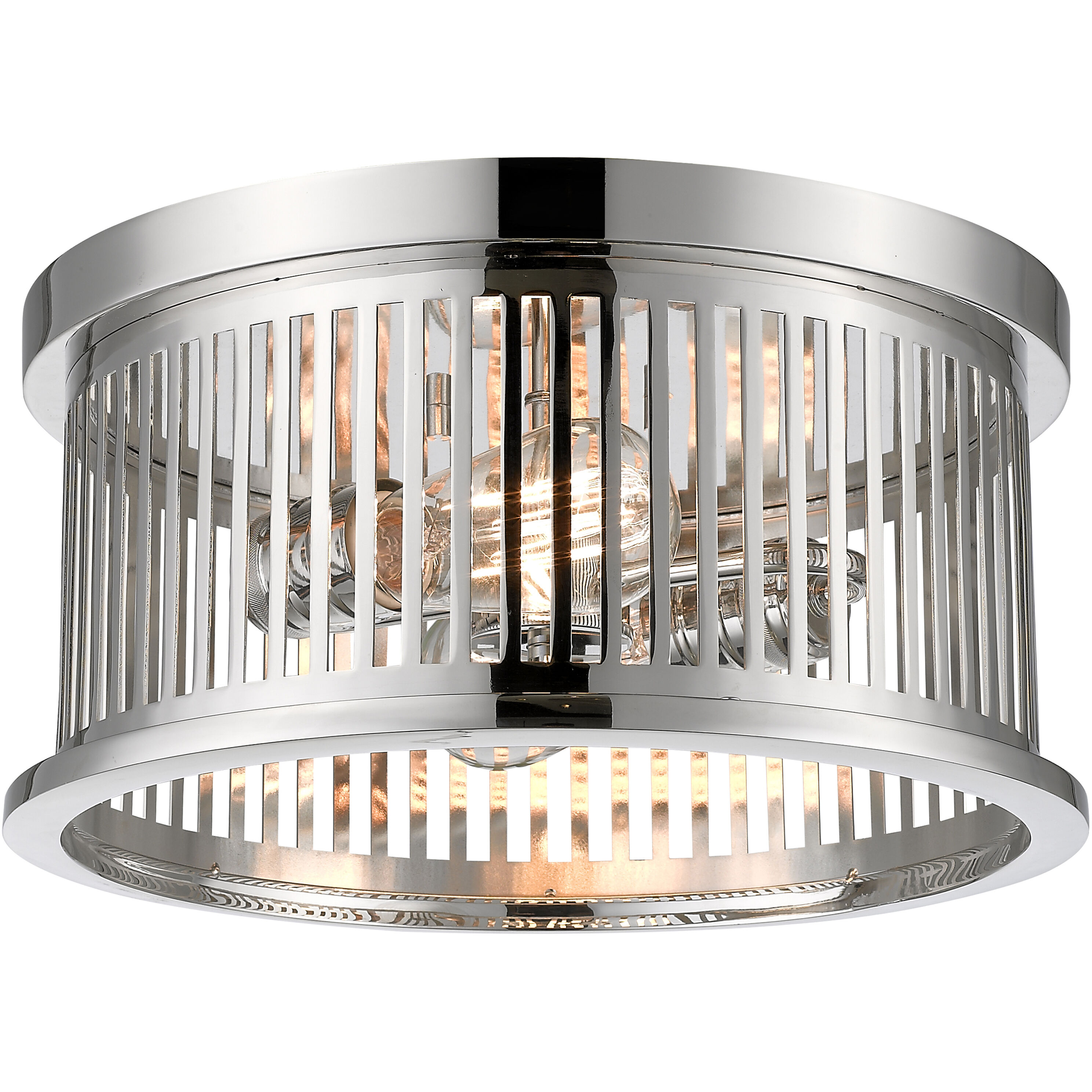 Camellia 2 Light 13.13 inch Polished Nickel Flush Mount Ceiling Light in Polished Nickel Steel