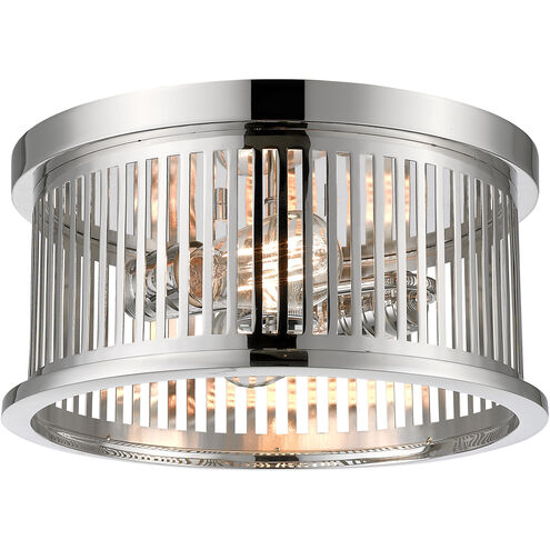 Camellia 2 Light 13.13 inch Polished Nickel Flush Mount Ceiling Light in Polished Nickel Steel