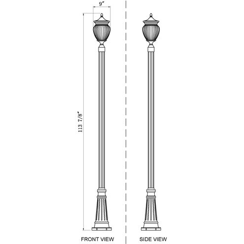 Davina 3 Light 114.25 inch Black Outdoor Post Mounted Fixture in G9