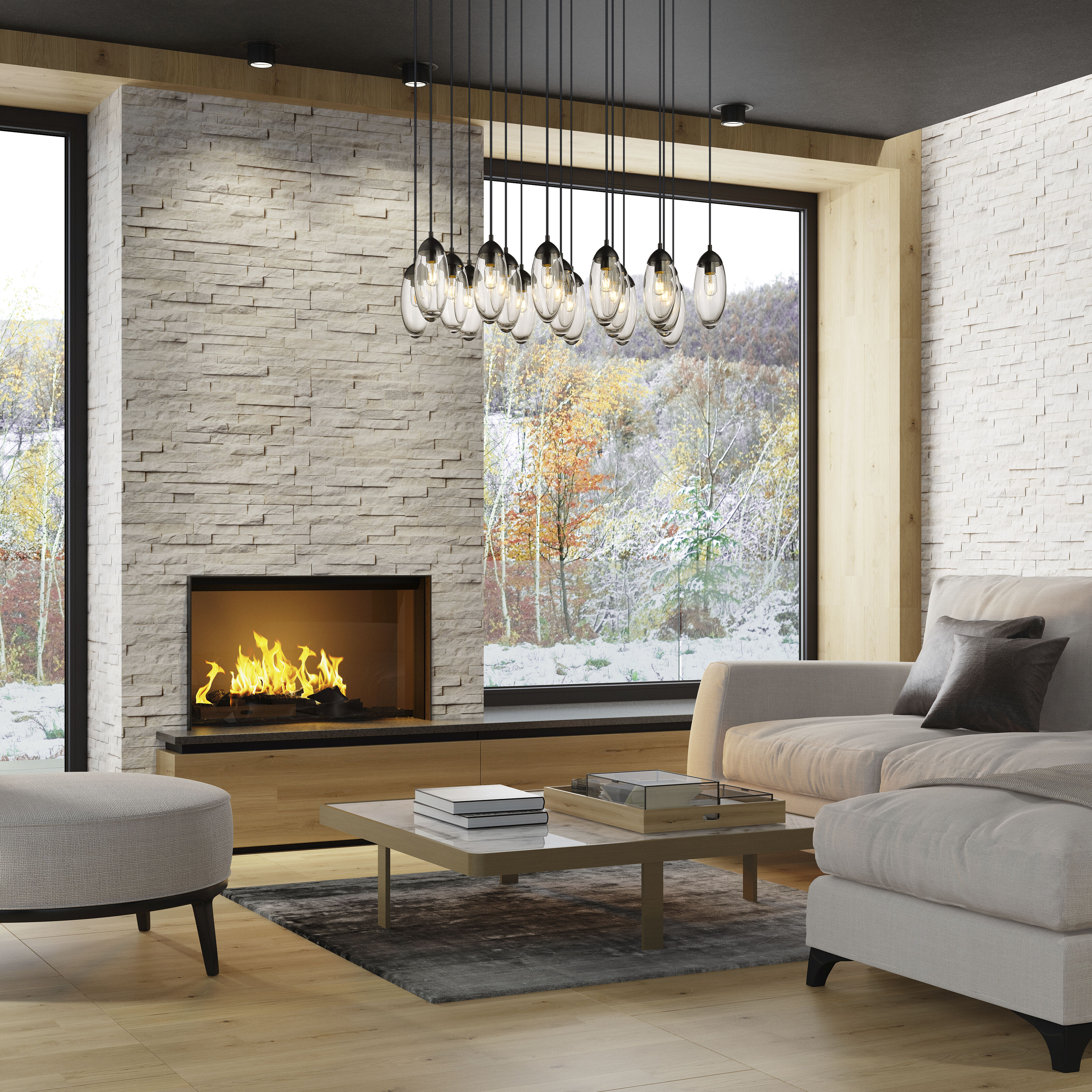 Arden 17 Light 42 inch Matte Black Linear Chandelier Ceiling Light