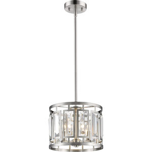 Mersesse 3 Light 12 inch Brushed Nickel Pendant Ceiling Light in 6.2, Clear Crystal