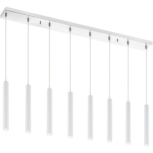 Forest LED 44.25 inch Chrome Linear Chandelier Ceiling Light in 8, 22, Matte White Steel