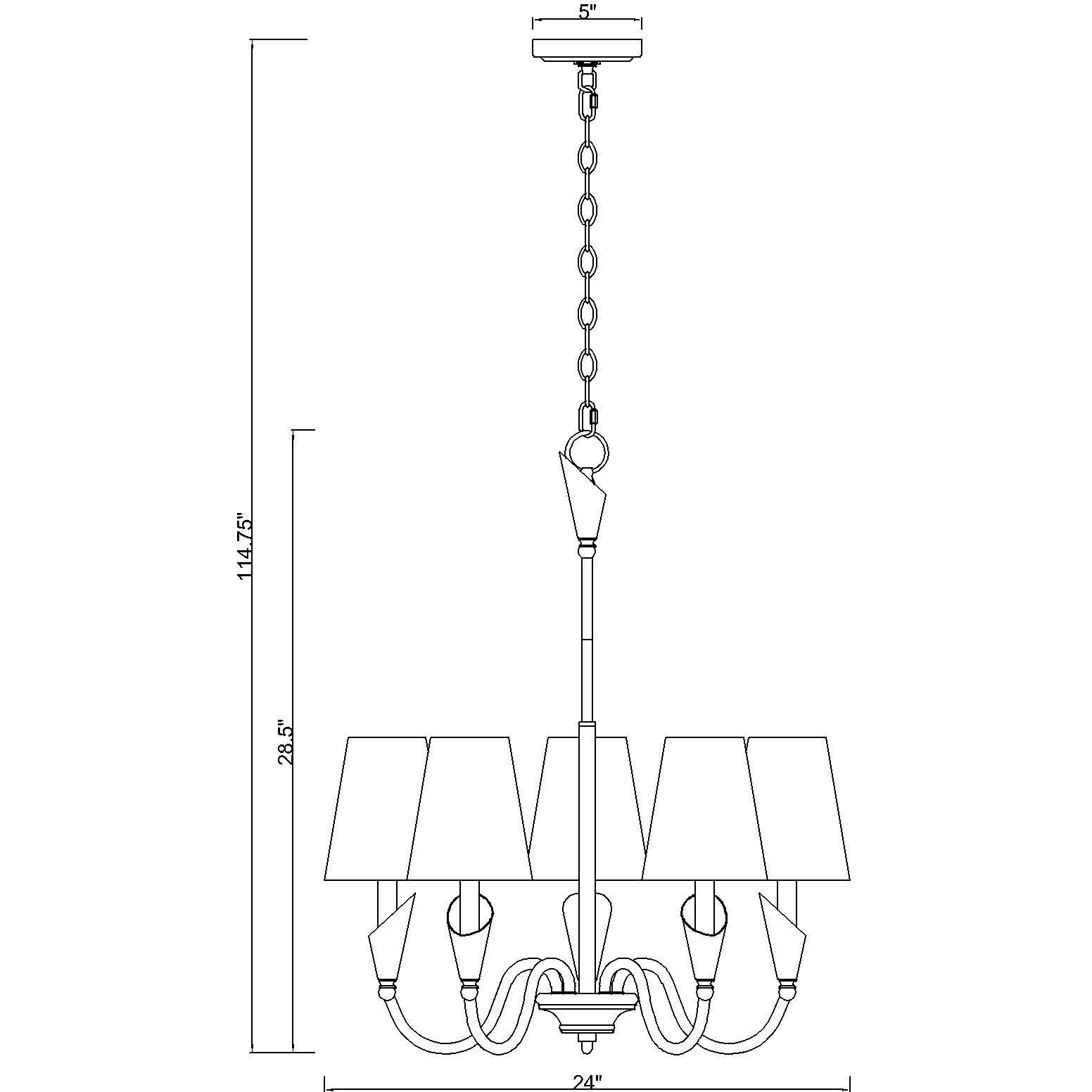Claudelle 5 Light 24 inch Matte Black Chandelier Ceiling Light