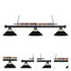 Shark 3 Light 58 inch Matte Black Billiard Ceiling Light in Clear Ribbed and Matte Black Glass and Steel