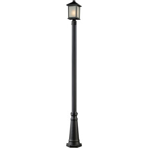 Holbrook 1 Light 110 inch Black Outdoor Post Mounted Fixture in White Seedy Glass