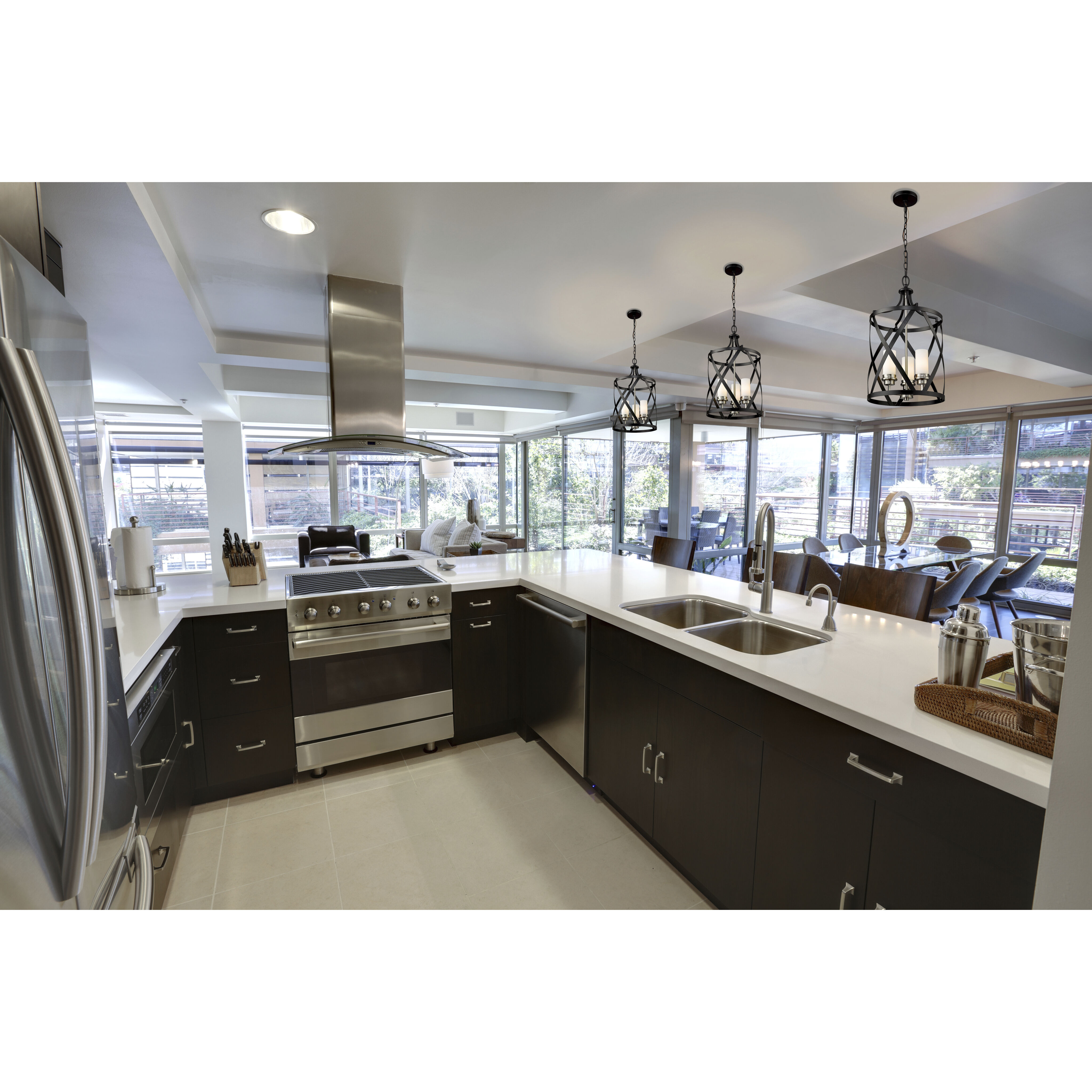 Malcalester 3 Light 14 inch Matte Black and Brushed Nickel Pendant Ceiling Light