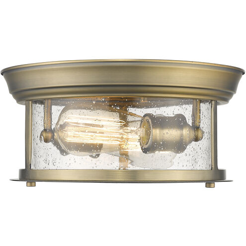 Sonna 2 Light 11 inch Heritage Brass Flush Mount Ceiling Light