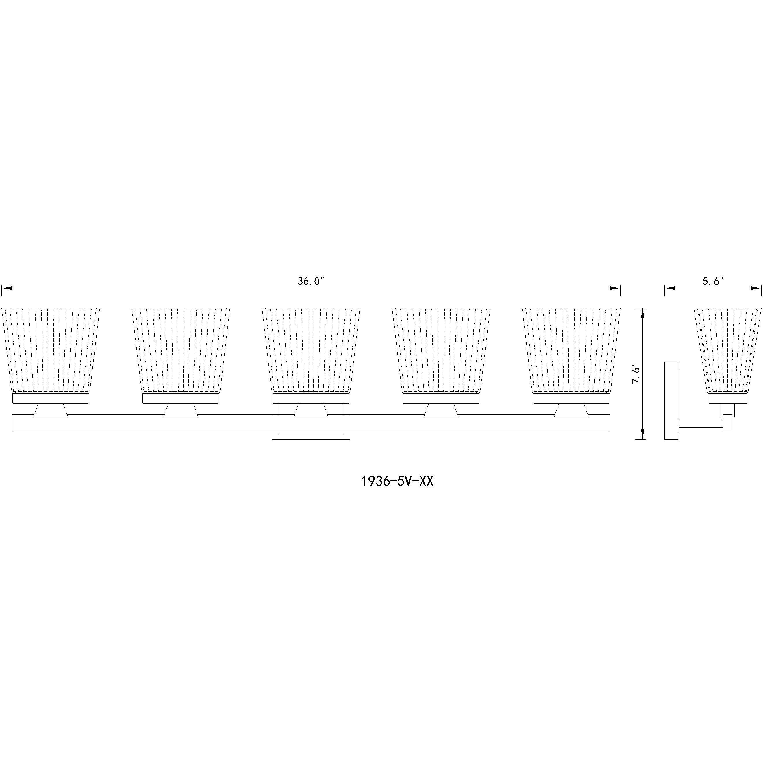 Astor 5 Light 36 inch Matte Black Vanity Wall Light