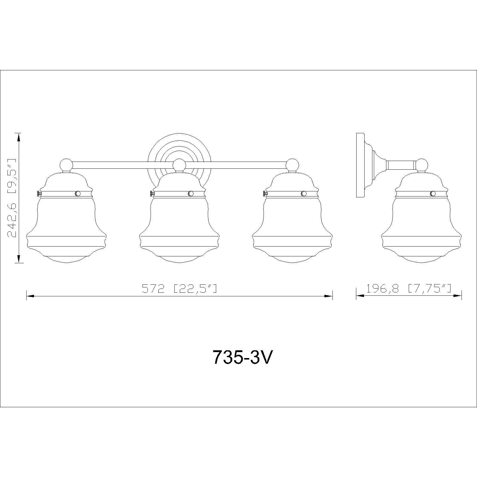 Vaughn 3 Light 22.5 inch Luxe Gold Vanity Wall Light