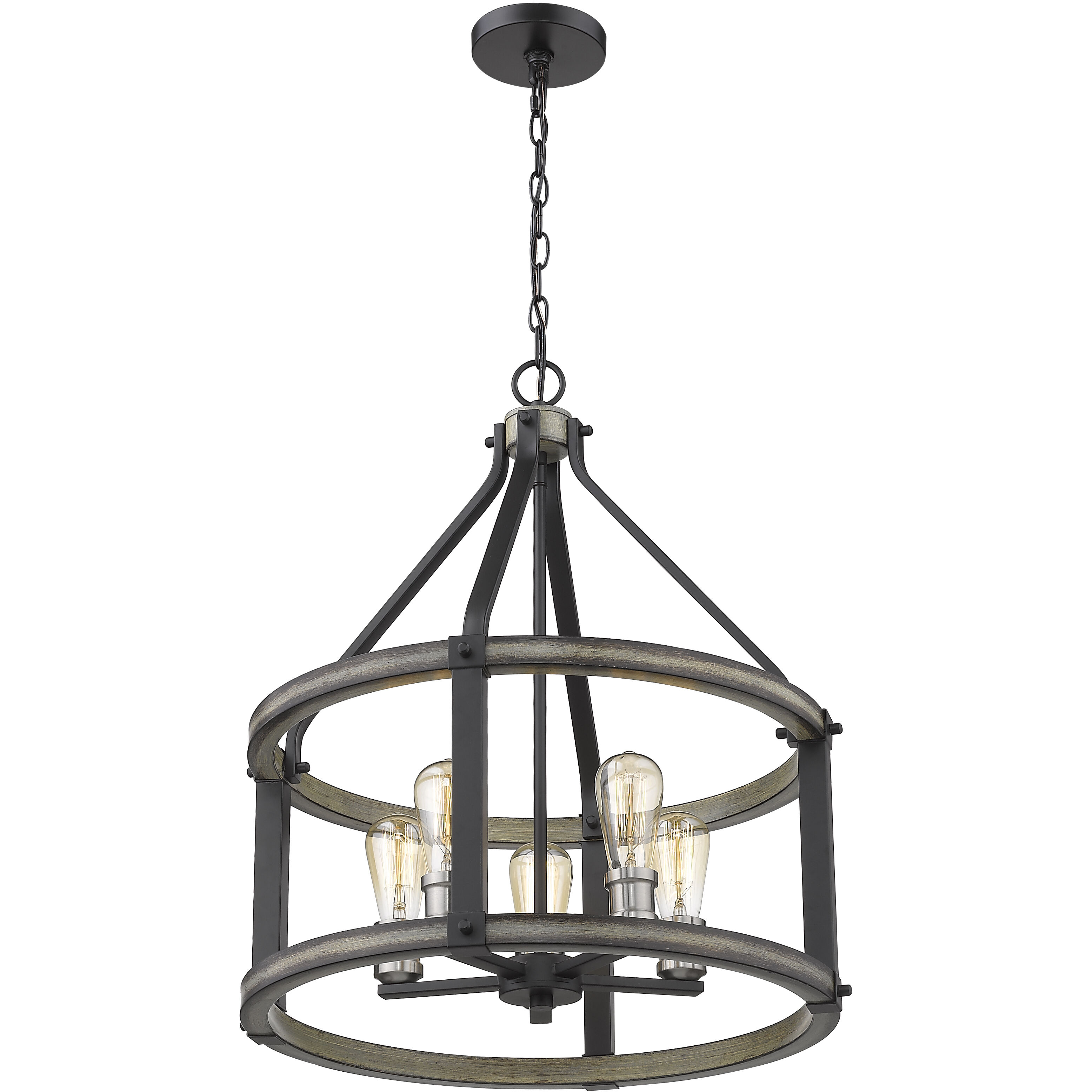 Kirkland 5 Light 20 inch Ashen Barnboard Chandelier Ceiling Light