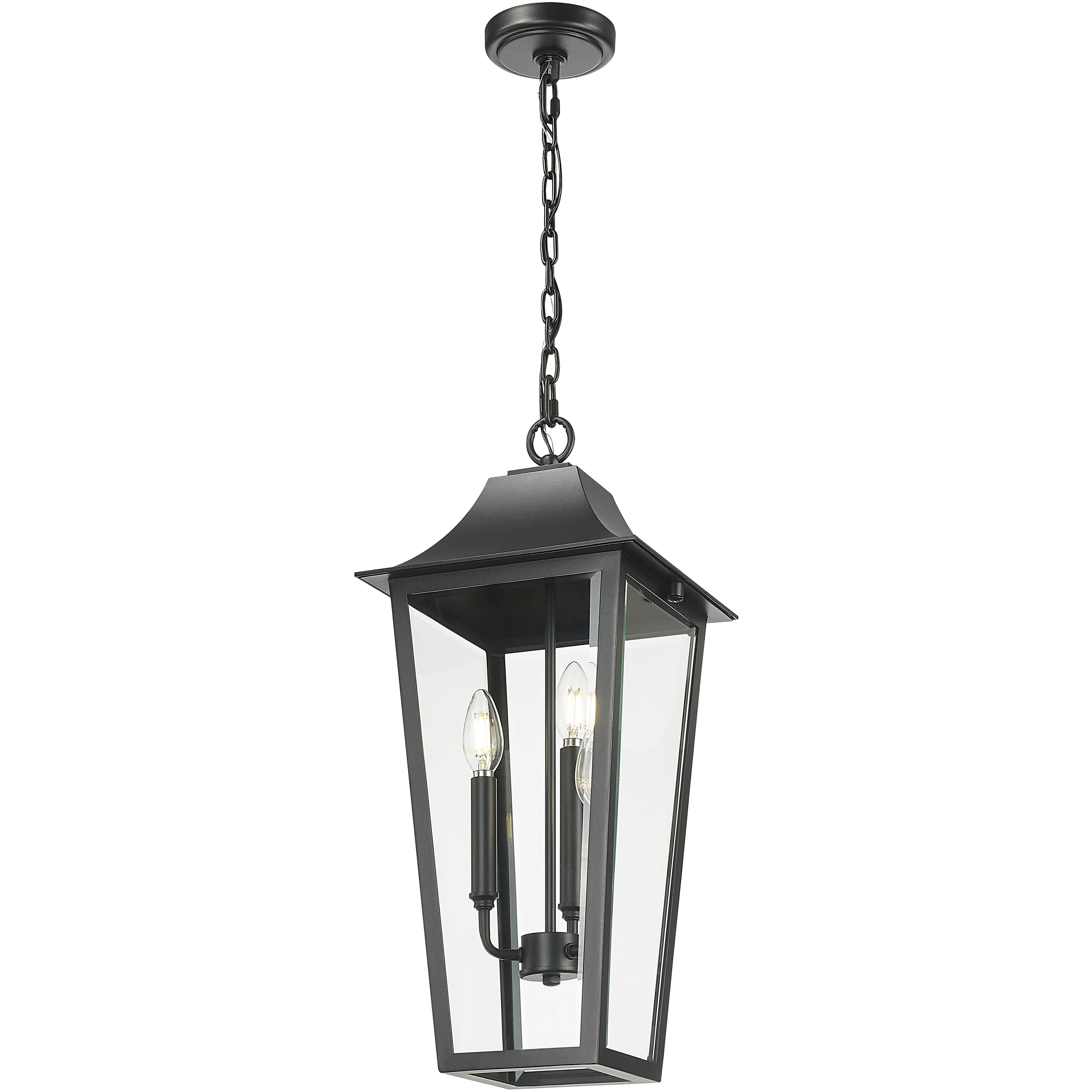 Gannon 3 Light 10 inch Black Outdoor Chain Mount Ceiling Fixture in G9