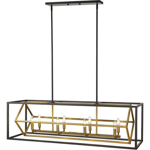 Euclid 8 Light 44 inch Olde Brass and Bronze Linear Chandelier Ceiling Light