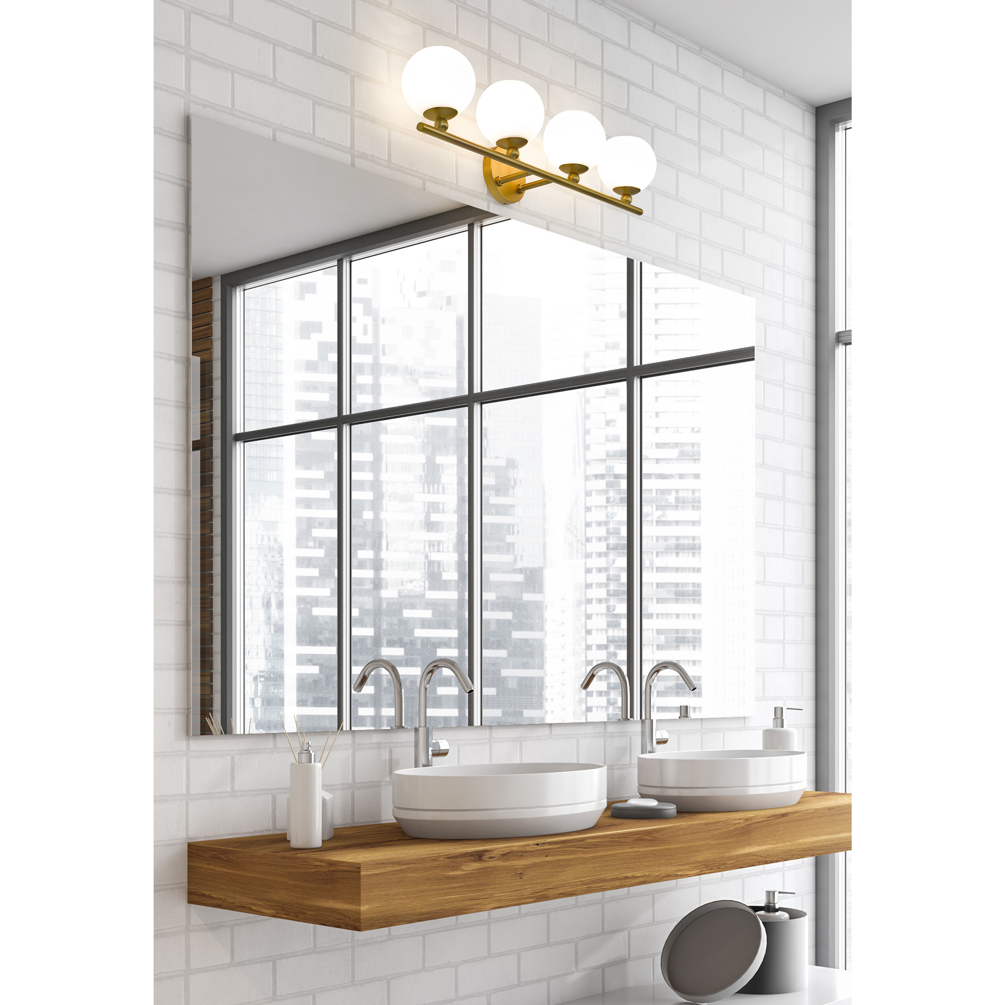 Neoma 4 Light 30 inch Modern Gold Vanity Wall Light