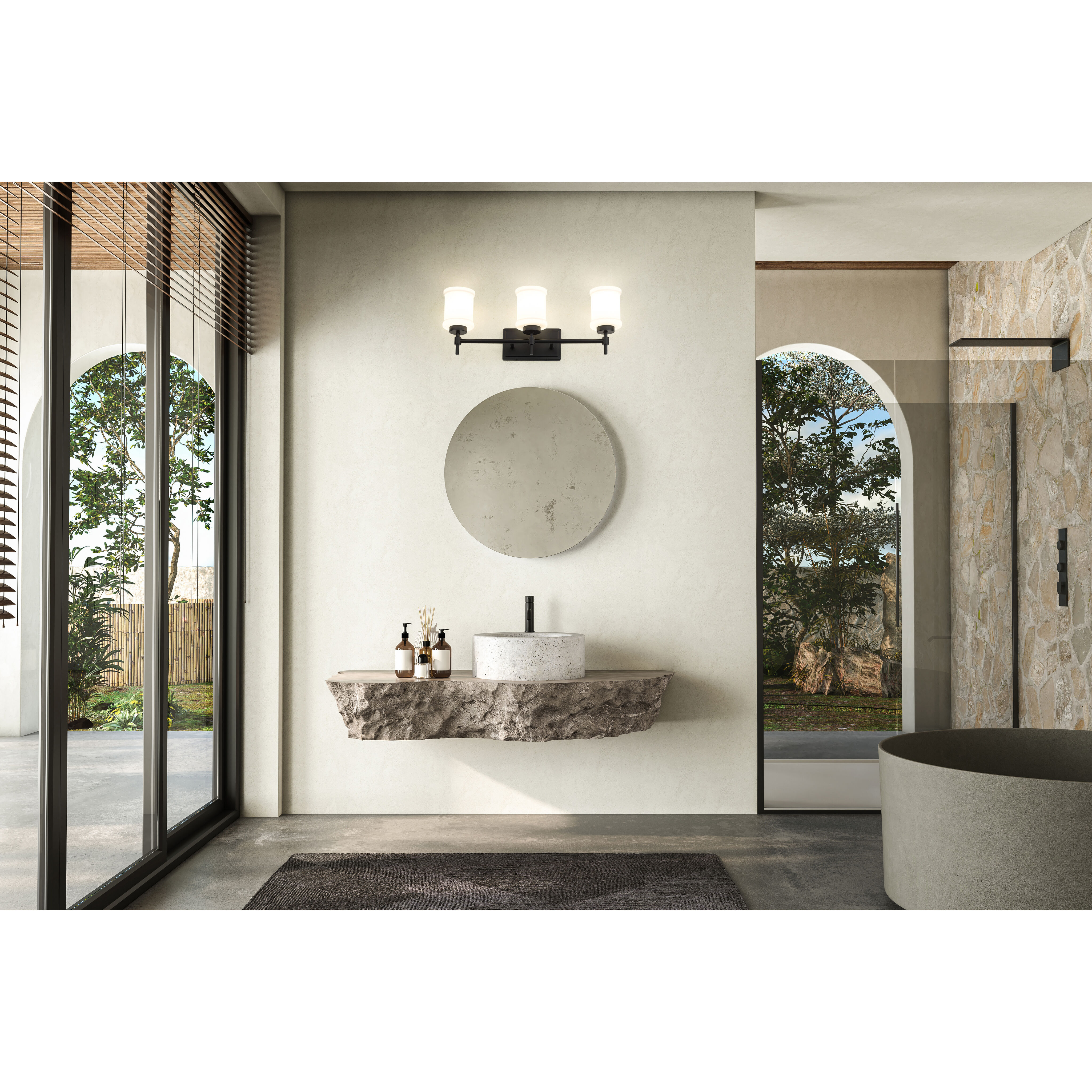 Cadoc 3 Light 23.5 inch Matte Black Bath Vanity Light Wall Light