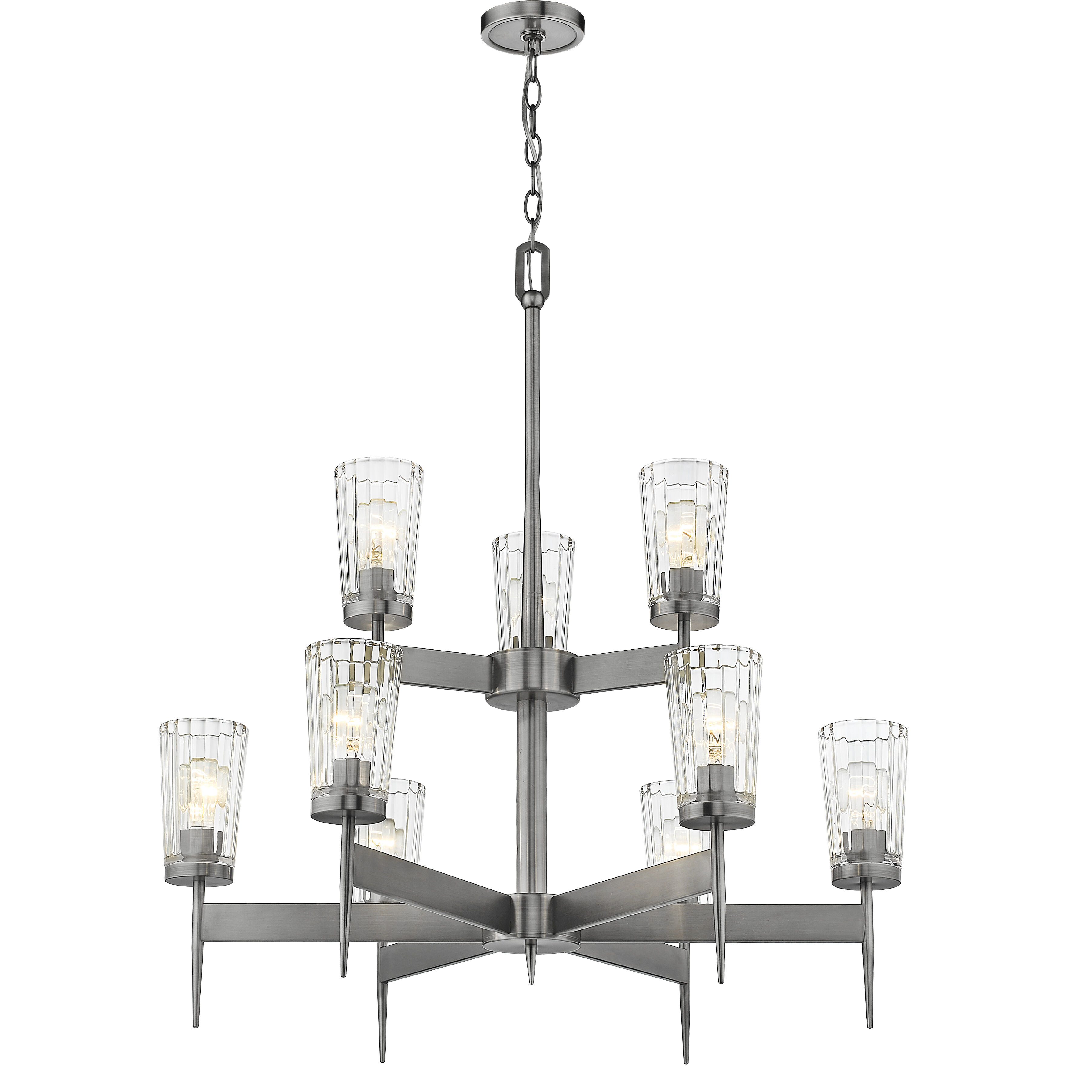 Flair 9 Light 31 inch Antique Nickel Chandelier Ceiling Light in 23