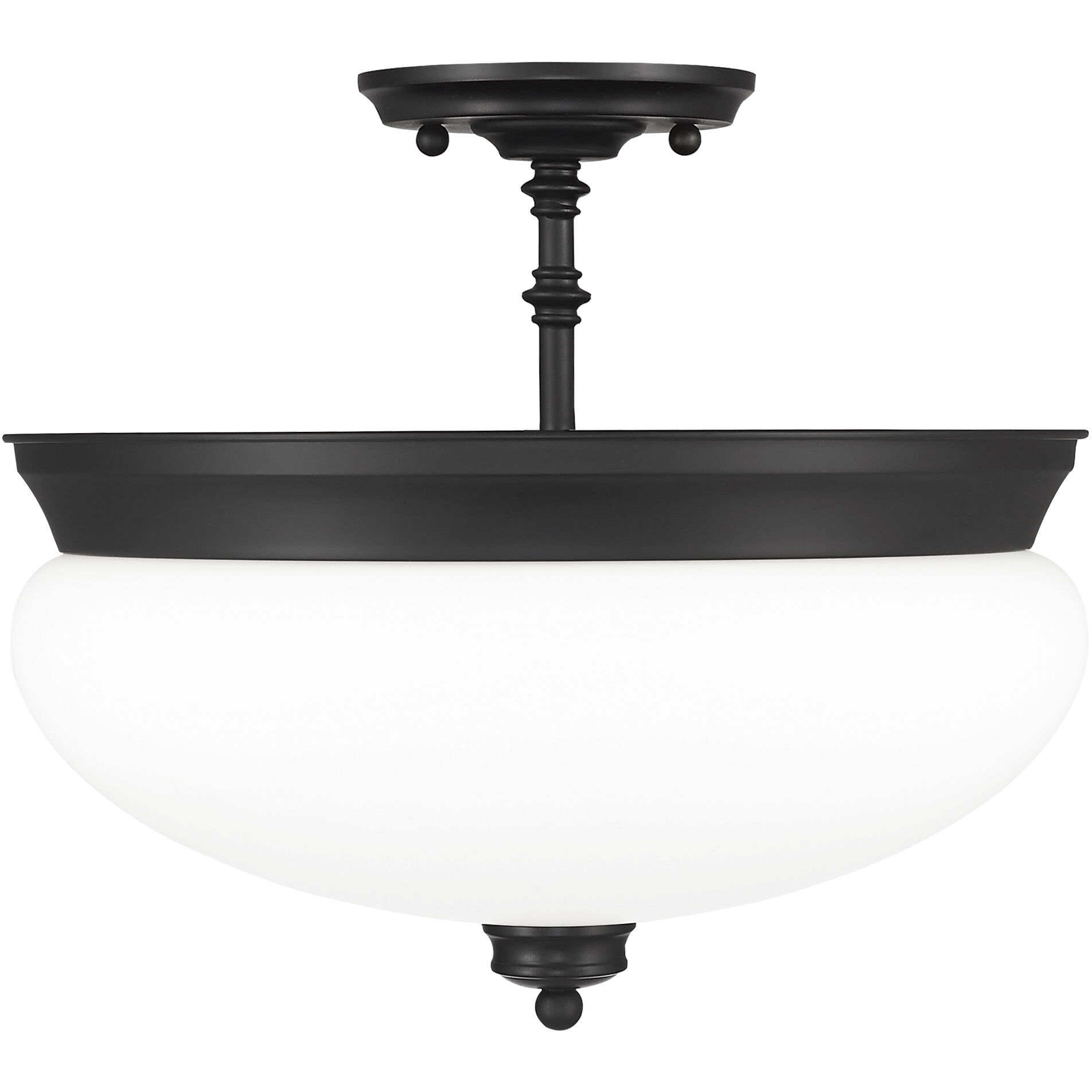Amon 3 Light 15 inch Matte Black Semi Flush Mount Ceiling Light