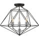Geo 3 Light 18 inch Matte Black and Chrome Semi Flush Mount Ceiling Light