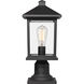 Portland 1 Light 18 inch Black Outdoor Pier Mounted Fixture in Clear Beveled Glass, 6.34