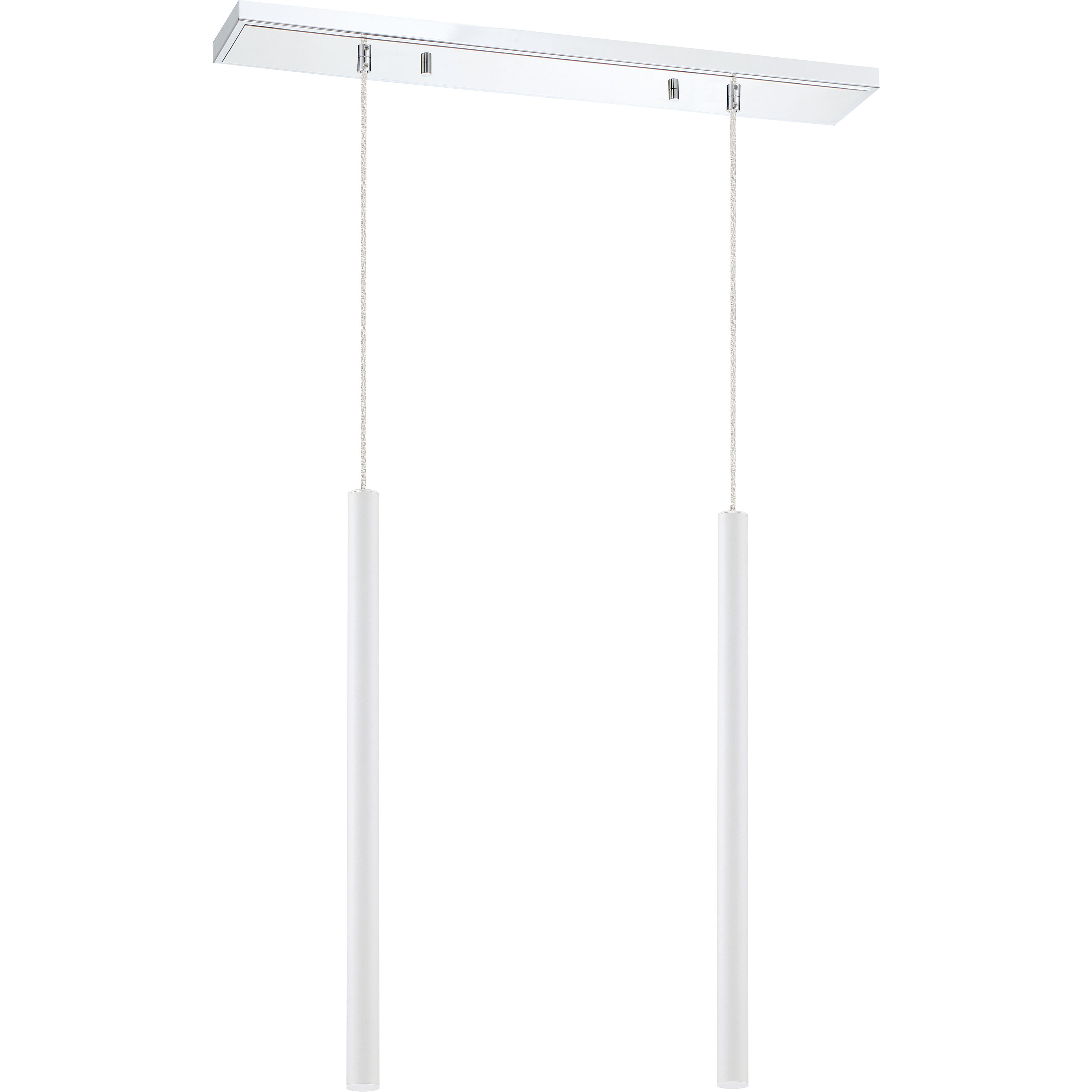 Forest LED 30 inch Chrome Linear Chandelier Ceiling Light in 2, 13, Matte White Steel