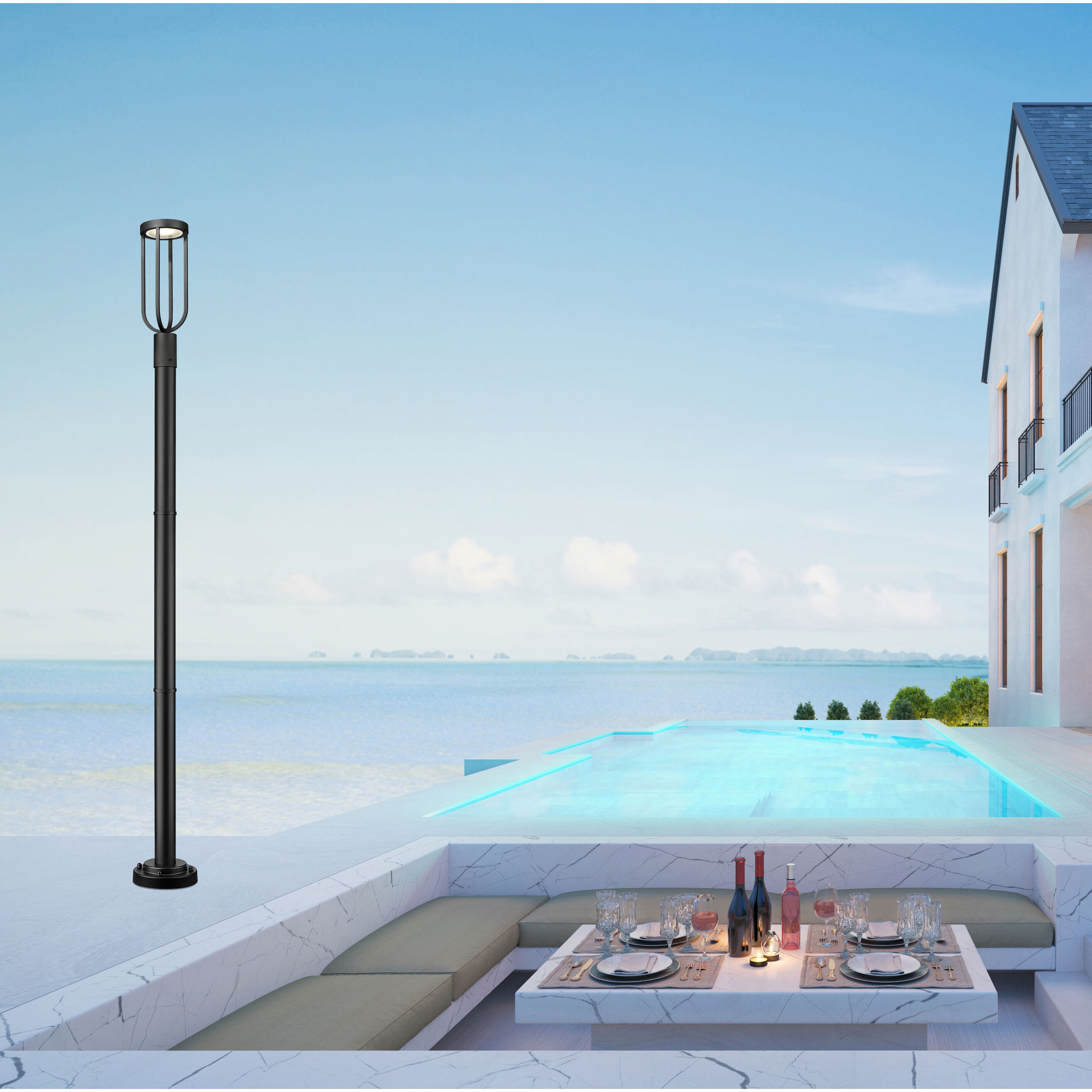 Leland LED 91.75 inch Sand Black Outdoor Post Mounted Fixture