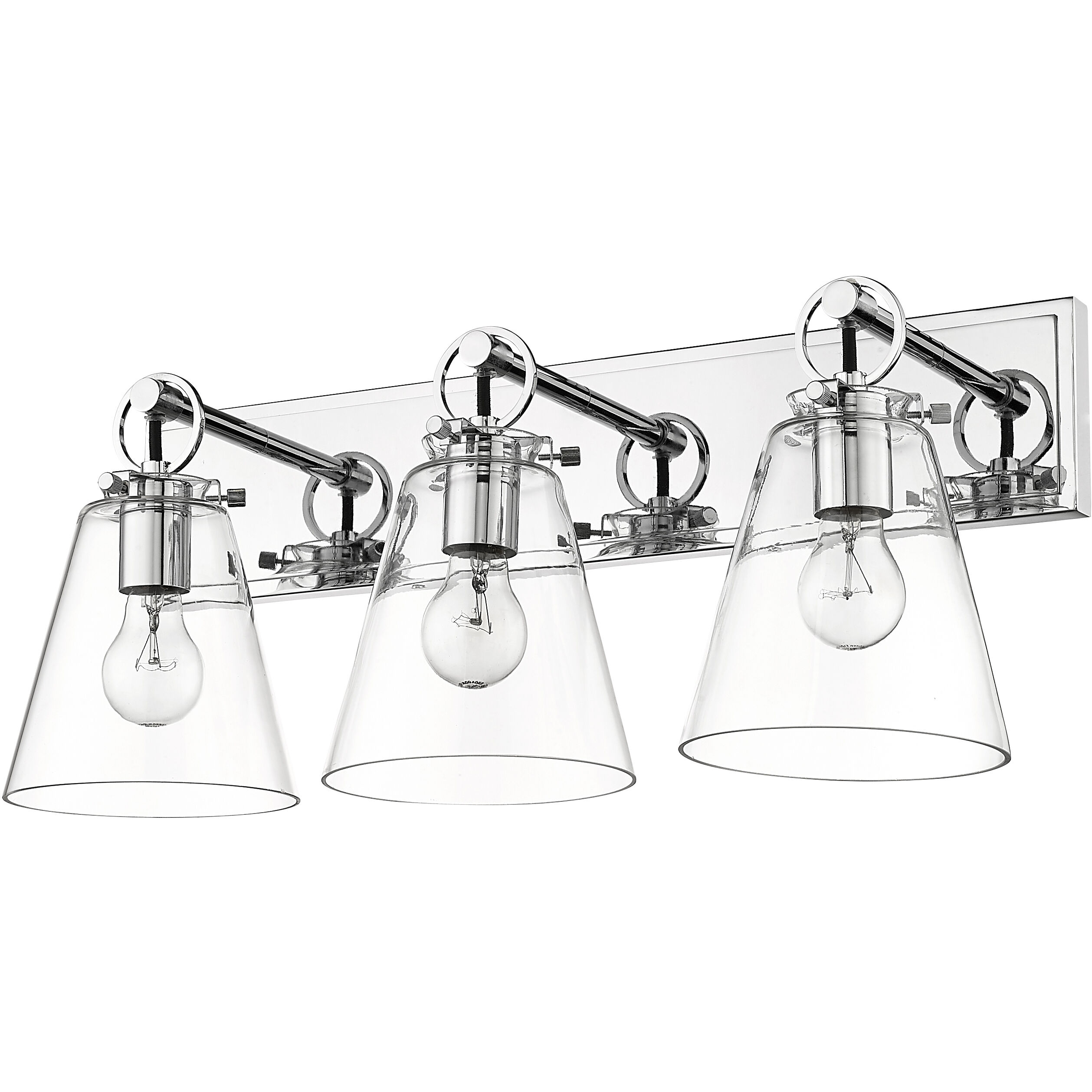 Harper 3 Light 23 inch Chrome Vanity Wall Light in Burnished Silver