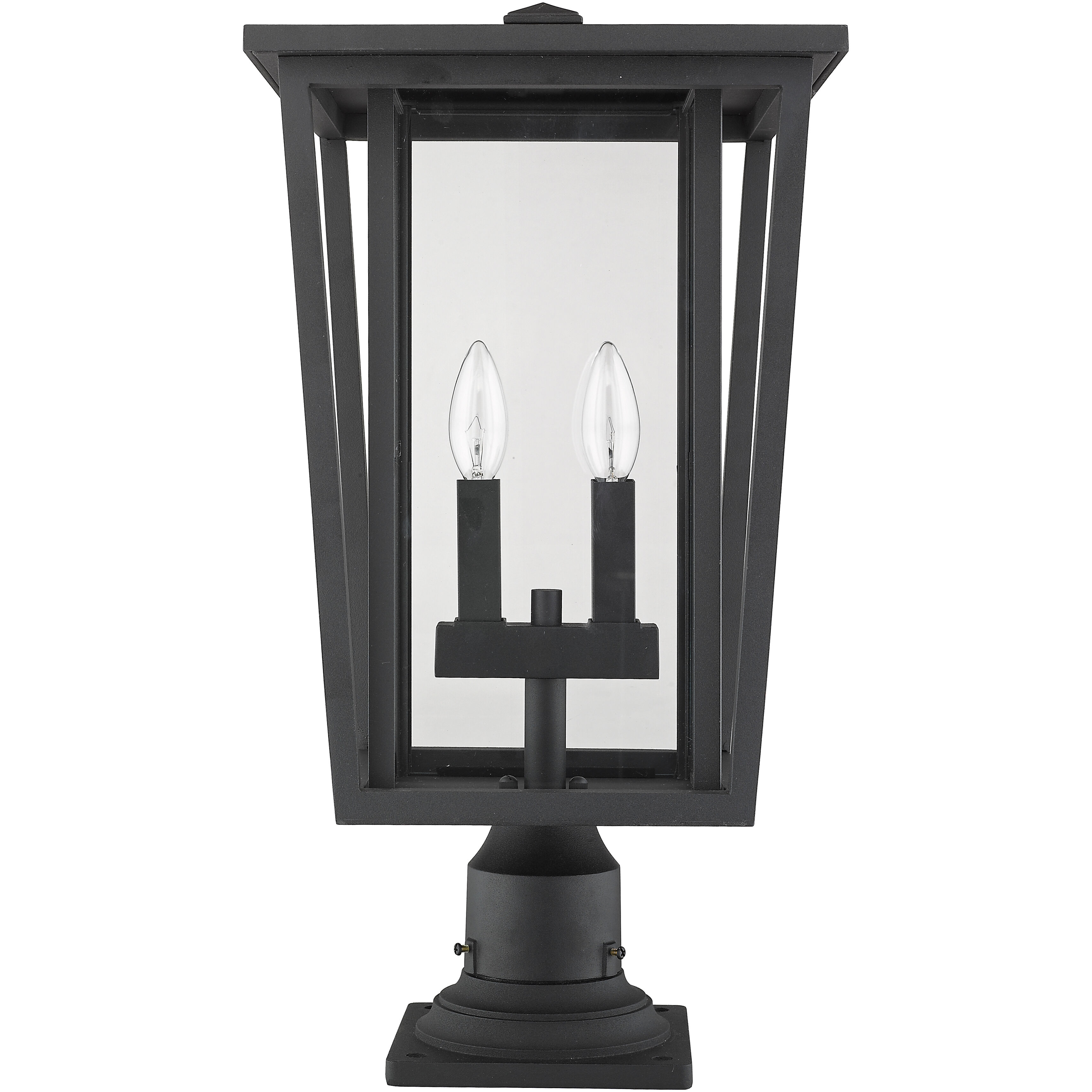 Seoul 2 Light 21.75 inch Black Outdoor Pier Mounted Fixture in 13.25