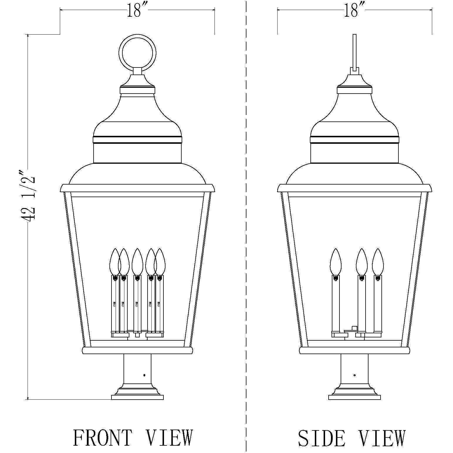 Raphael 5 Light 42.75 inch Sand Black Outdoor Pier Mounted Fixture in Soft Sand Black