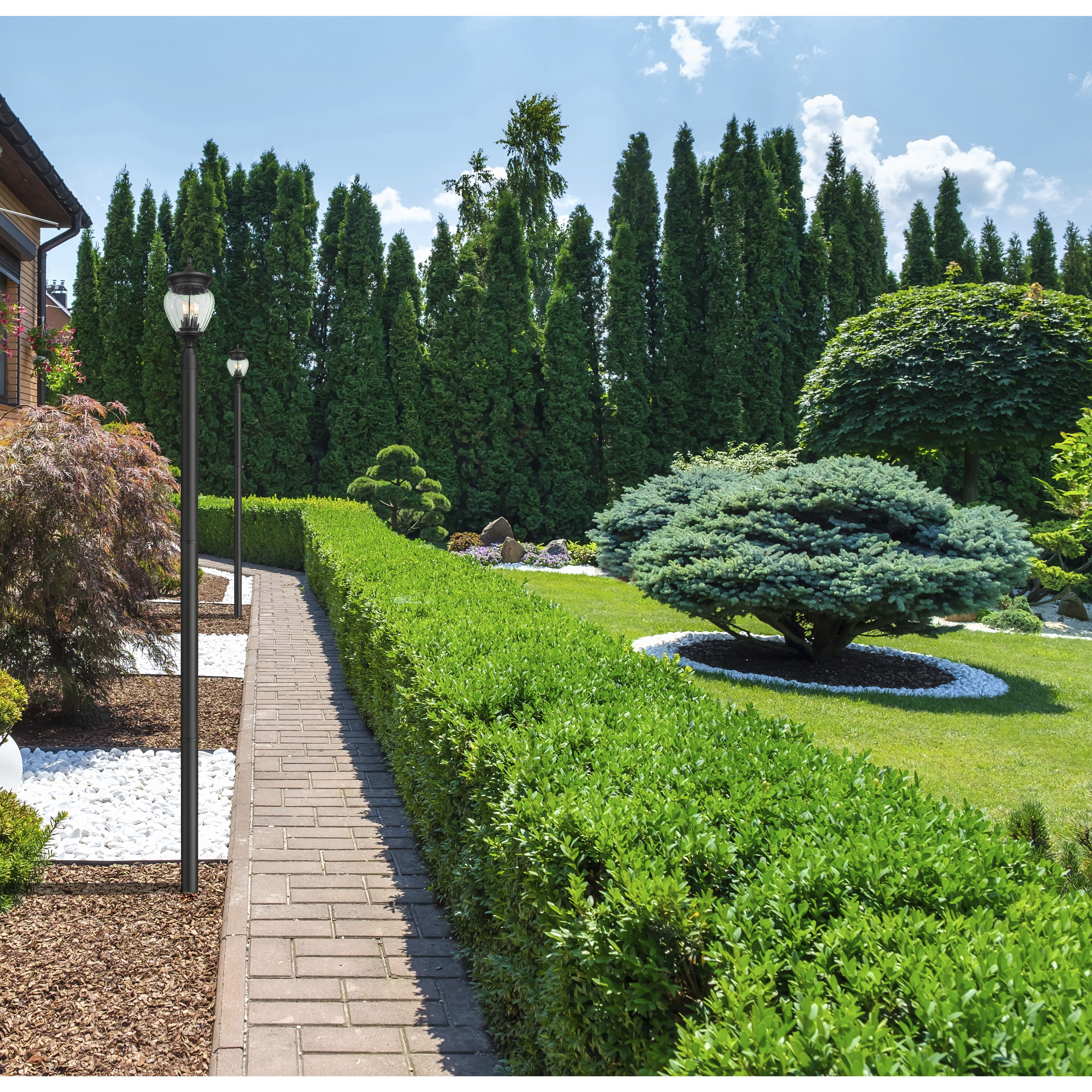 Davina 3 Light 114.25 inch Black Outdoor Post Mounted Fixture in G9