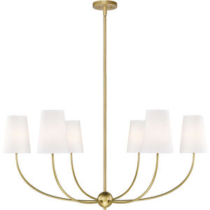 Shannon 6 Light 42 inch Rubbed Brass Chandelier Ceiling Light