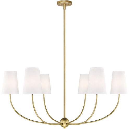 Shannon 6 Light 42 inch Rubbed Brass Chandelier Ceiling Light