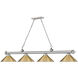 Cordon 4 Light 81.25 inch Brushed Nickel Billiard Ceiling Light in Rubbed Brass Metal