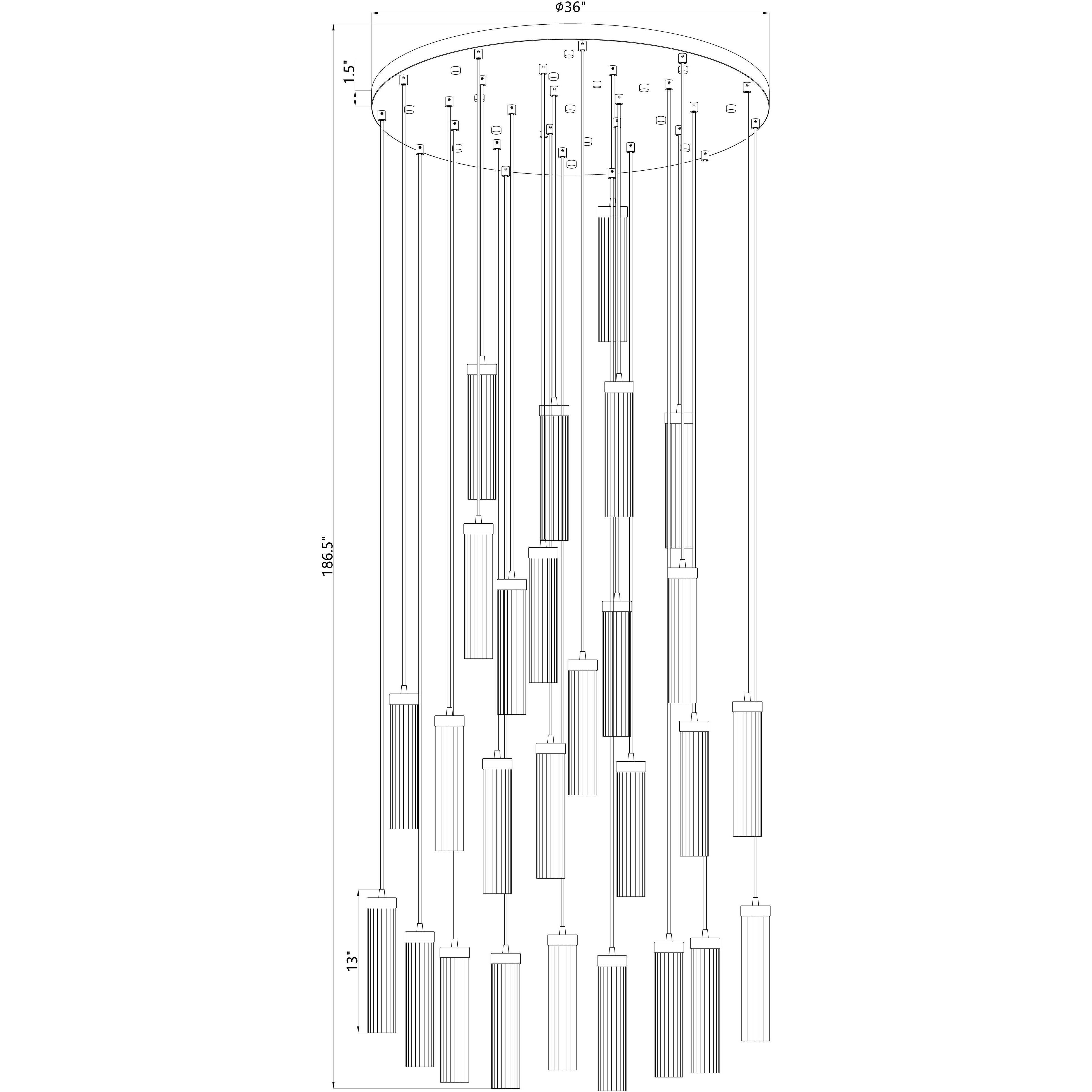 Beau 27 Light 36 inch Rubbed Brass Chandelier Ceiling Light