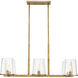 Callista 6 Light 43.5 inch Rubbed Brass Linear Chandelier Ceiling Light
