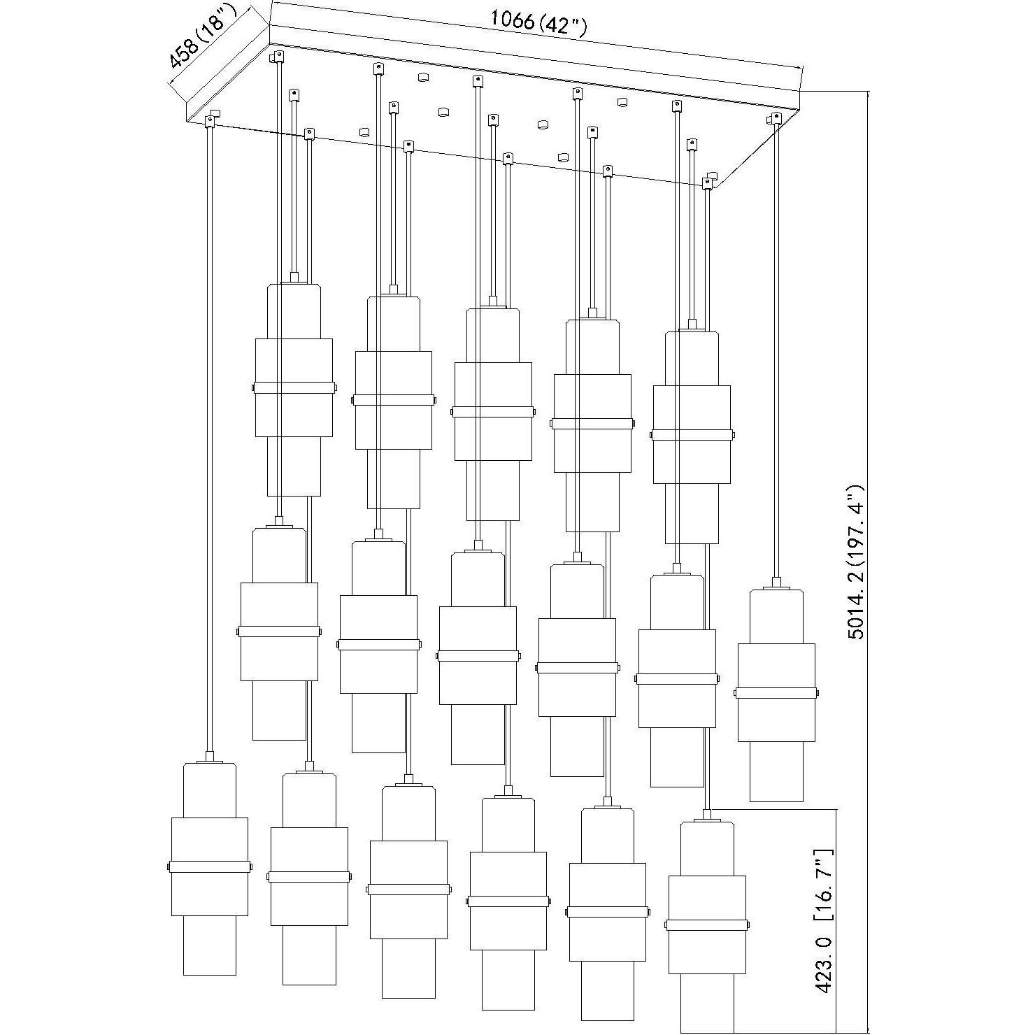 Cayden 17 Light 42 inch Matte Black Linear Chandelier Ceiling Light
