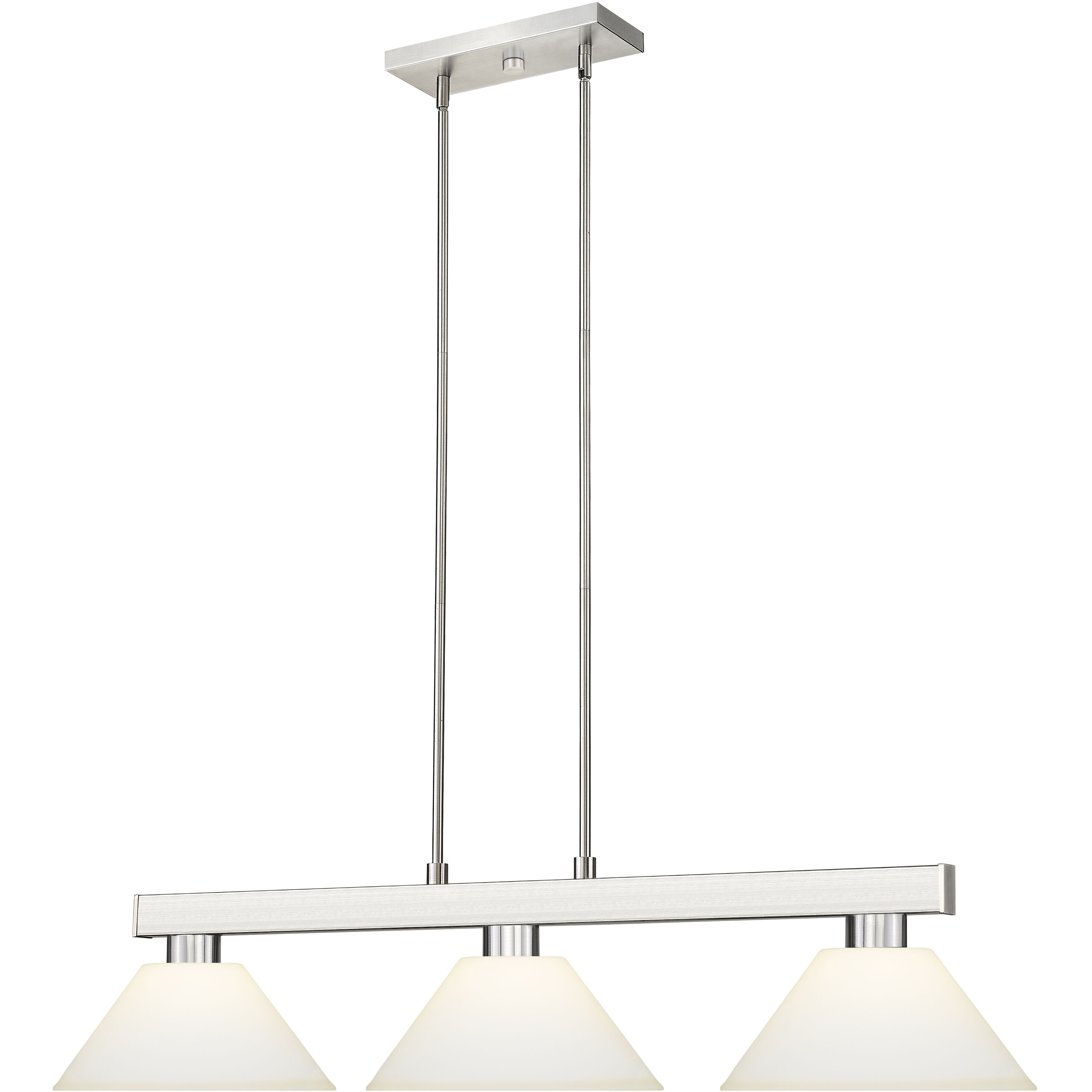 Cobalt 3 Light 46 inch Brushed Nickel Billiard Ceiling Light in Angular Matte Opal Glass