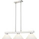 Cobalt 3 Light 46 inch Brushed Nickel Billiard Ceiling Light in Angular Matte Opal Glass