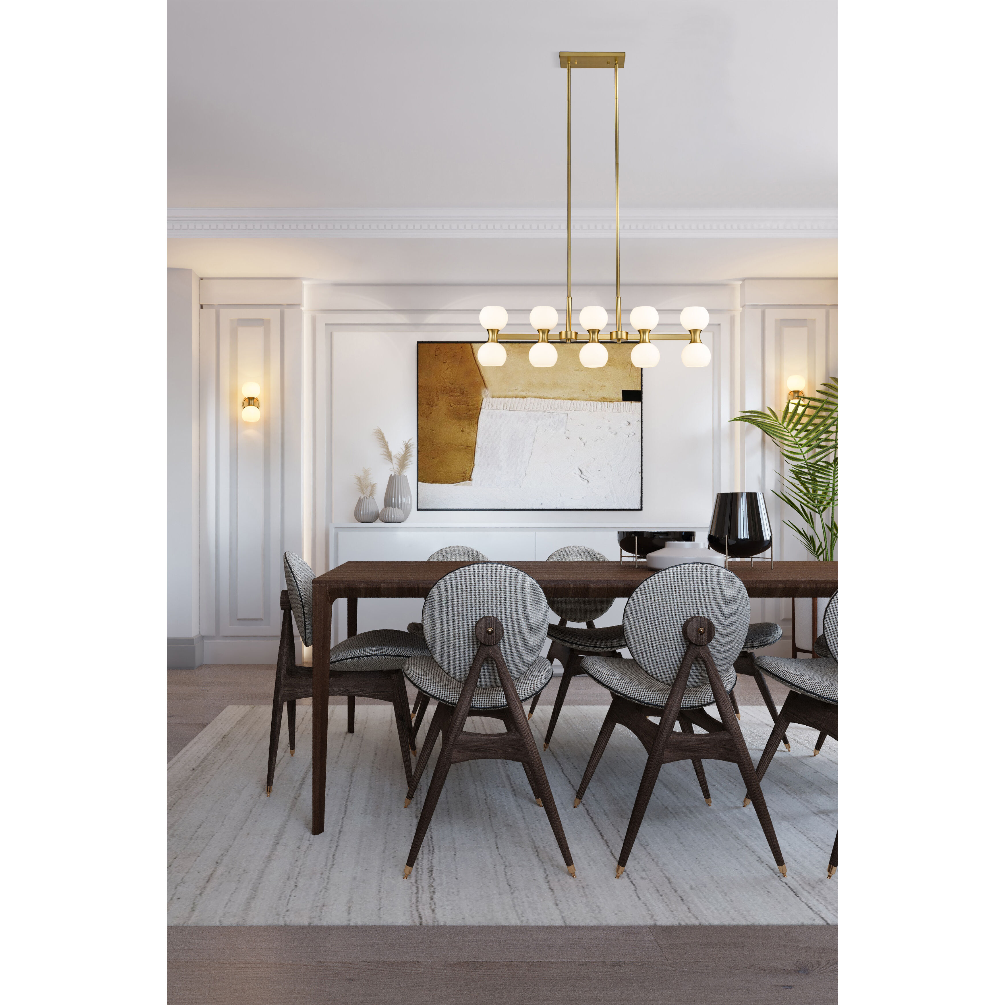 Artemis 10 Light 40 inch Modern Gold Linear Chandelier Ceiling Light