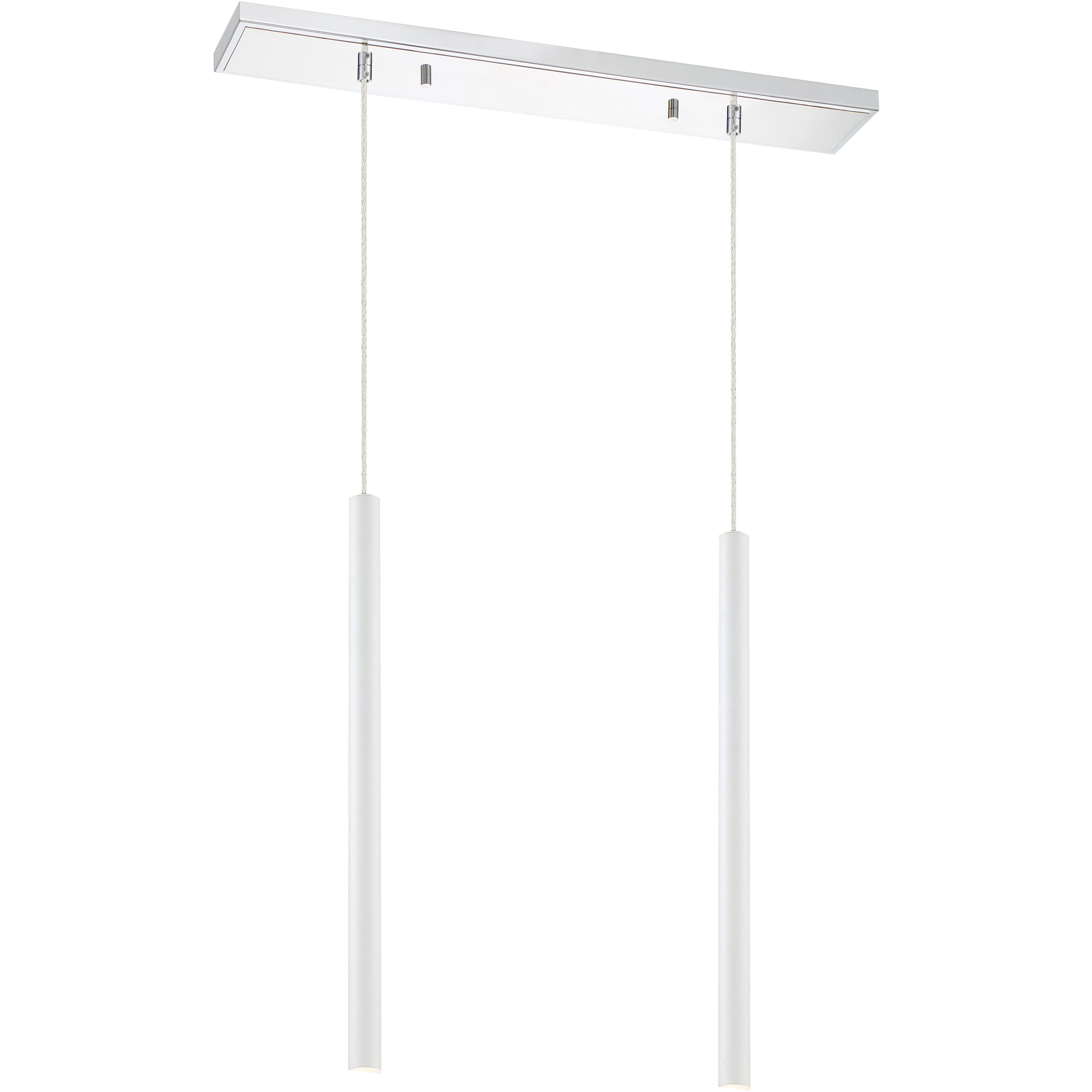 Forest LED 30 inch Chrome Linear Chandelier Ceiling Light in 2, 13, Matte White Steel