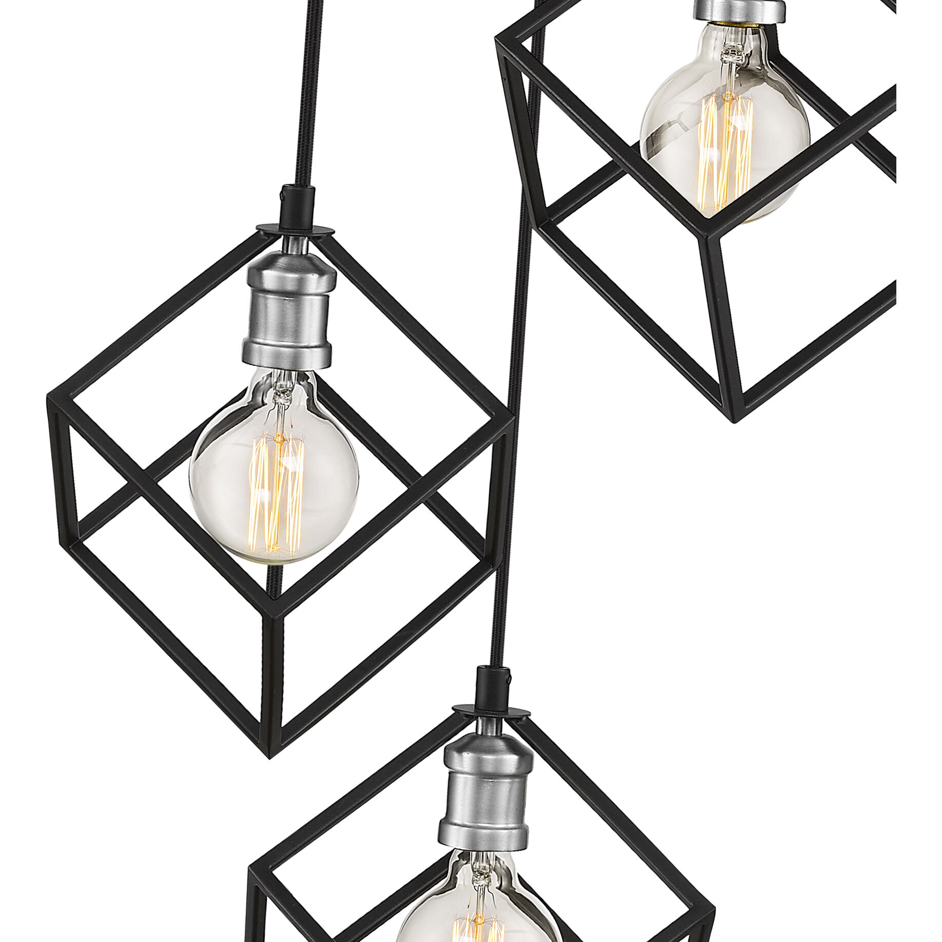 Vertical 3 Light 18 inch Matte Black and Brushed Nickel Chandelier Ceiling Light