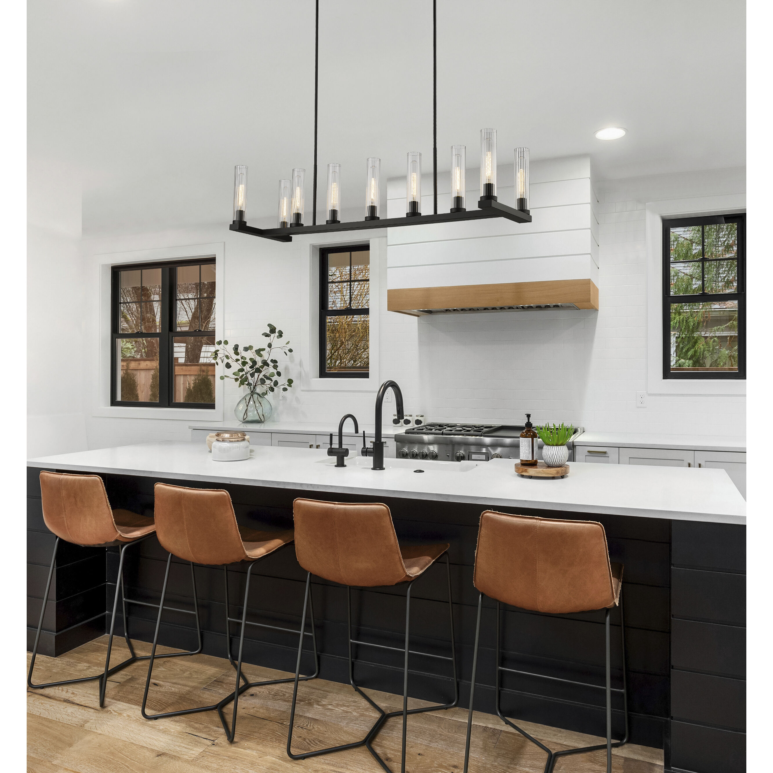 Beau 9 Light 56 inch Bronze Linear Chandelier Ceiling Light