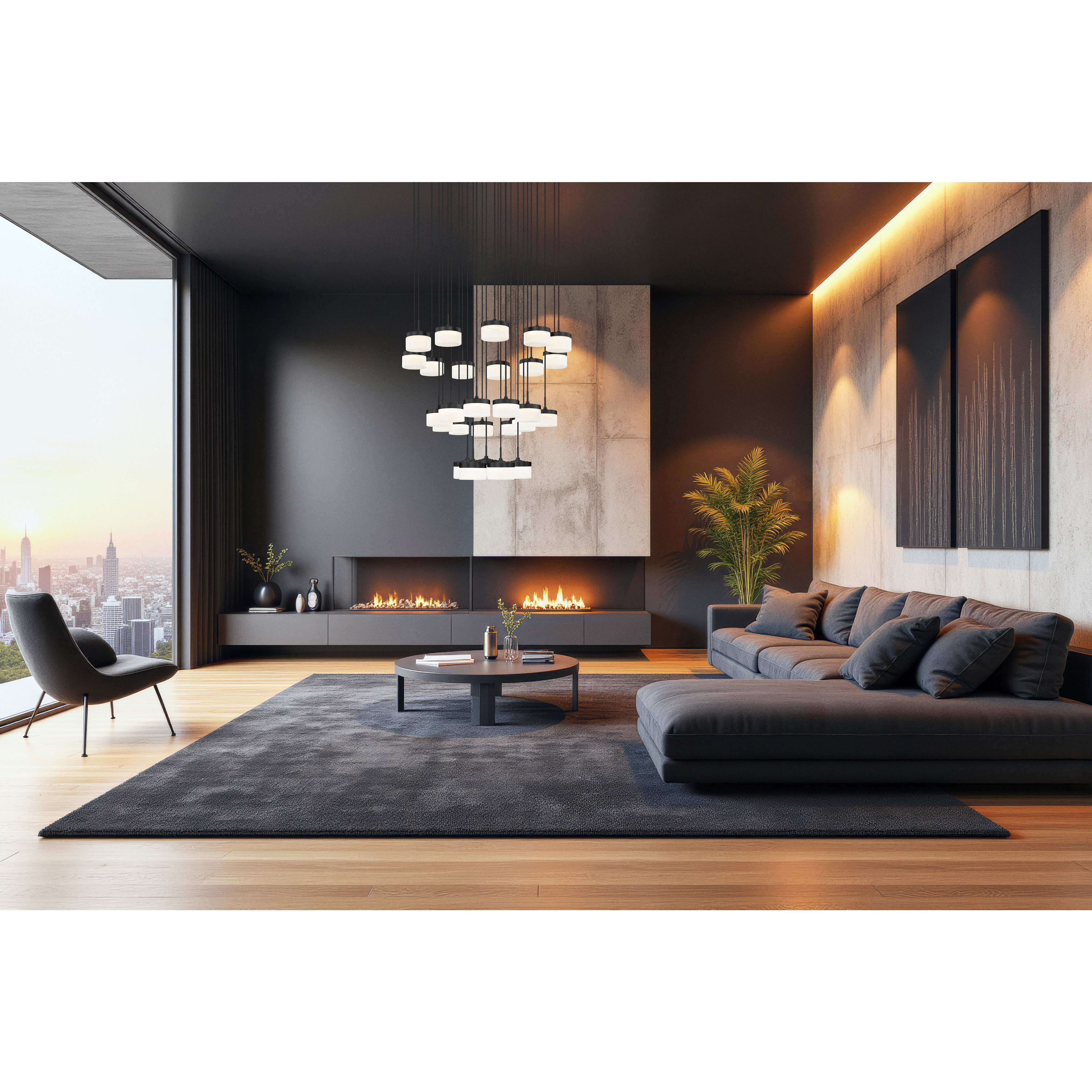 Renaud LED 40.75 inch Matte Black Chandelier Ceiling Light