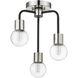 Neutra 3 Light 14 inch Matte Black and Polished Nickel Semi Flush Mount Ceiling Light