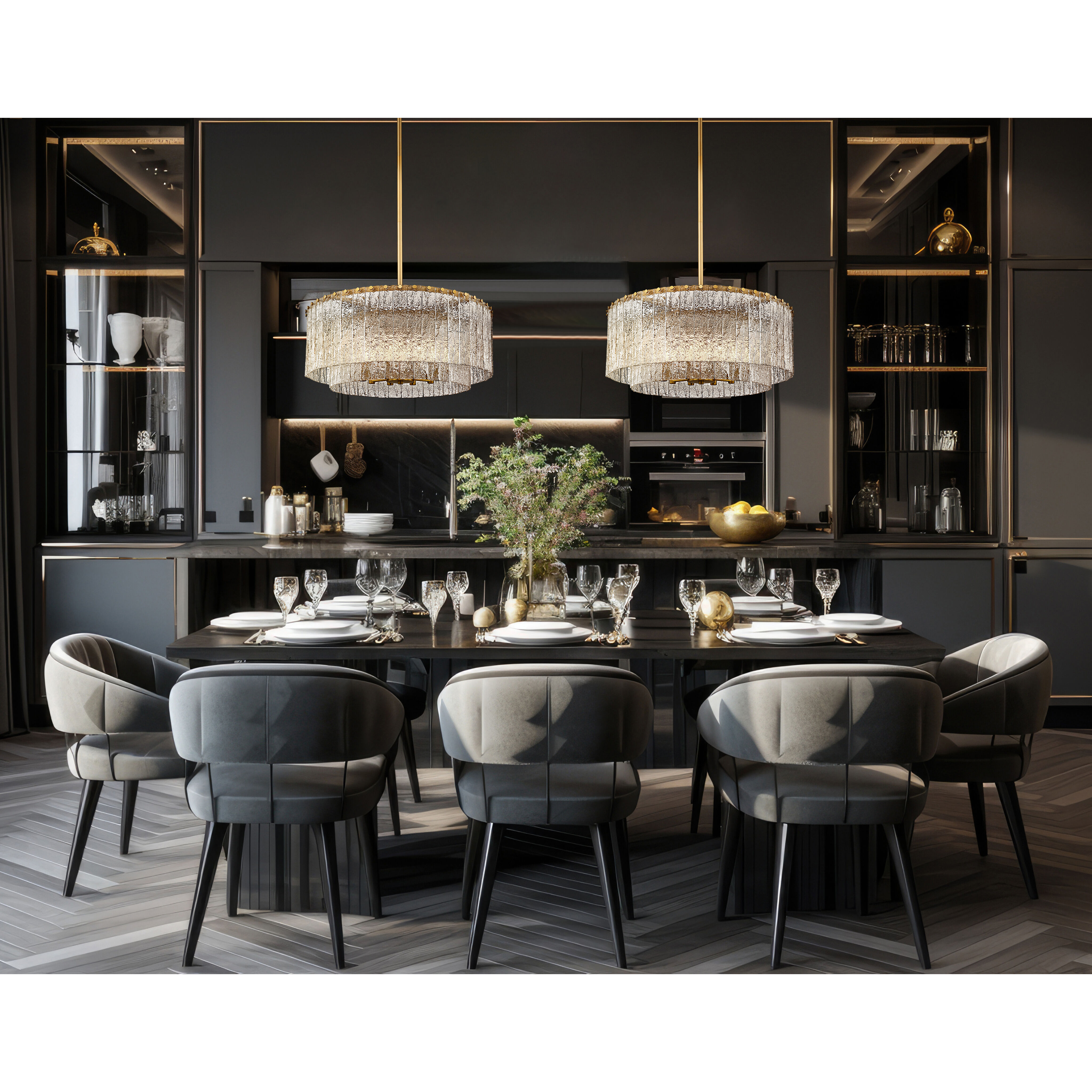 Glacier 10 Light 27.5 inch Modern Gold Pendant Ceiling Light