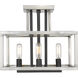 Quadra 4 Light 12 inch Brushed Nickel and Black Semi Flush Mount Ceiling Light in 5.61