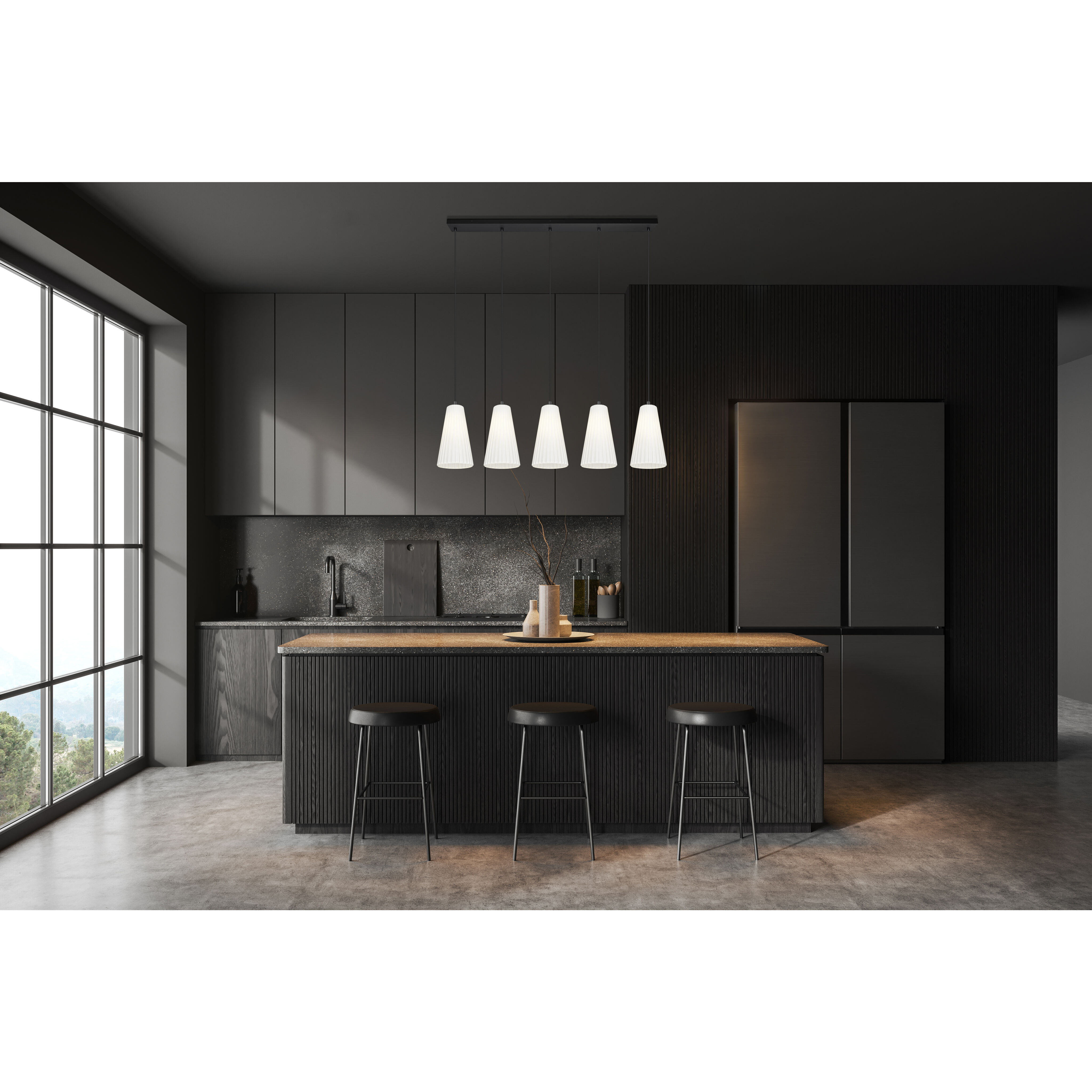 Farrell 5 Light 42 inch Matte Black Linear Chandelier Ceiling Light