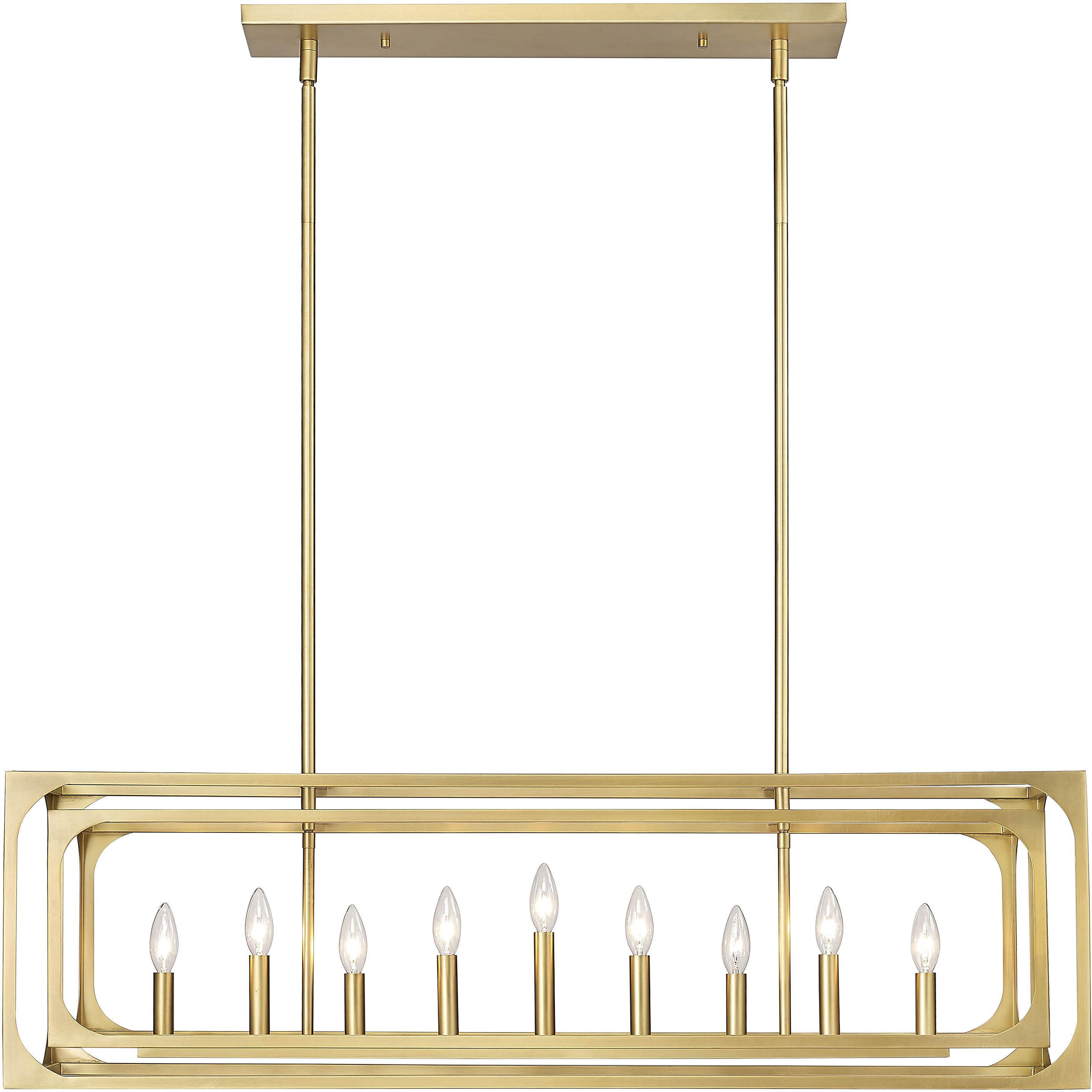 Easton 9 Light 44 inch Rubbed Brass Linear Chandelier Ceiling Light