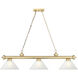 Cordon 3 Light 57.25 inch Heritage Brass Billiard Ceiling Light in White Linen Glass