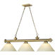 Cordon 3 Light 57.25 inch Rubbed Brass Billiard Ceiling Light in Golden Mottle Glass