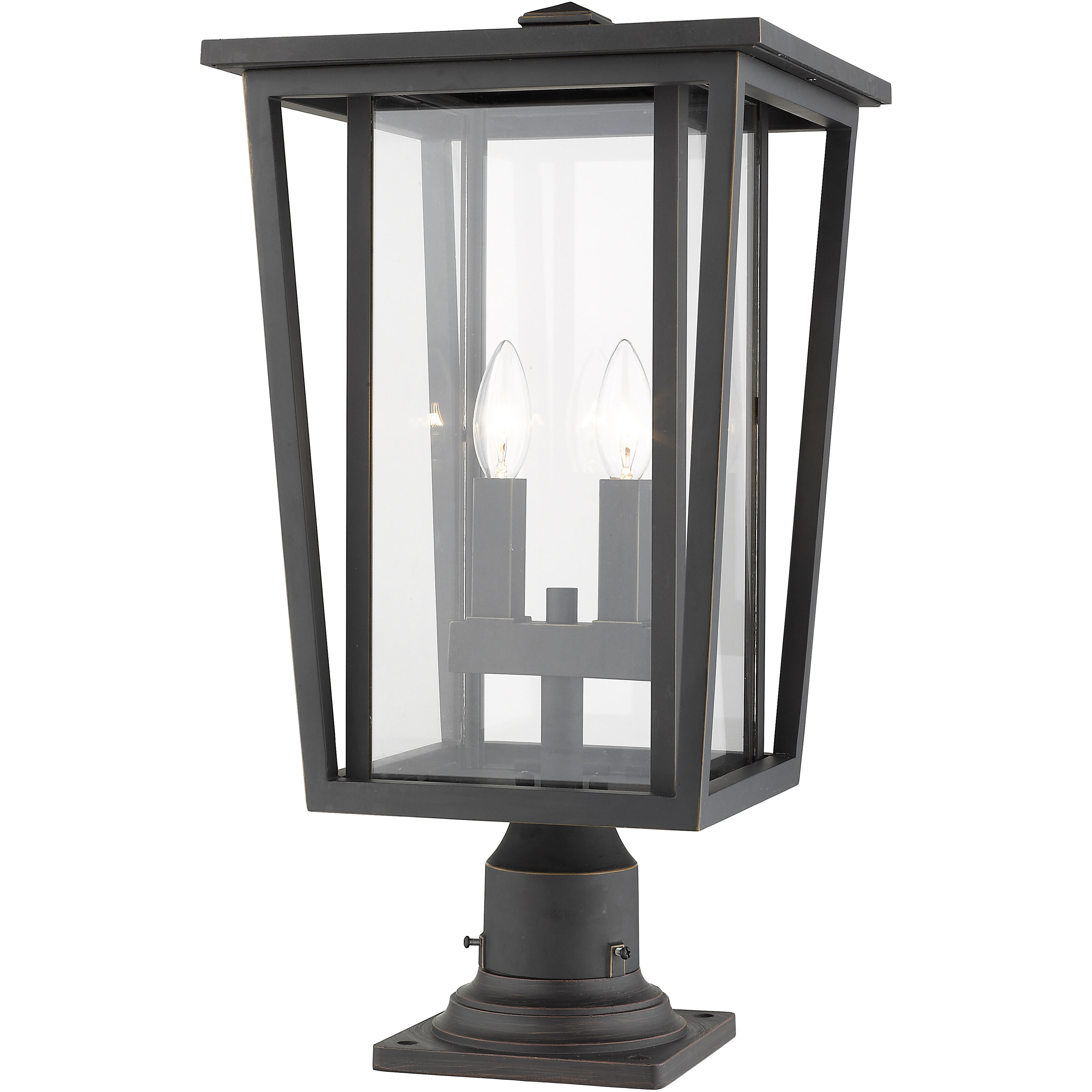 Seoul 2 Light 21.75 inch Oil Rubbed Bronze Outdoor Pier Mounted Fixture in 13.25